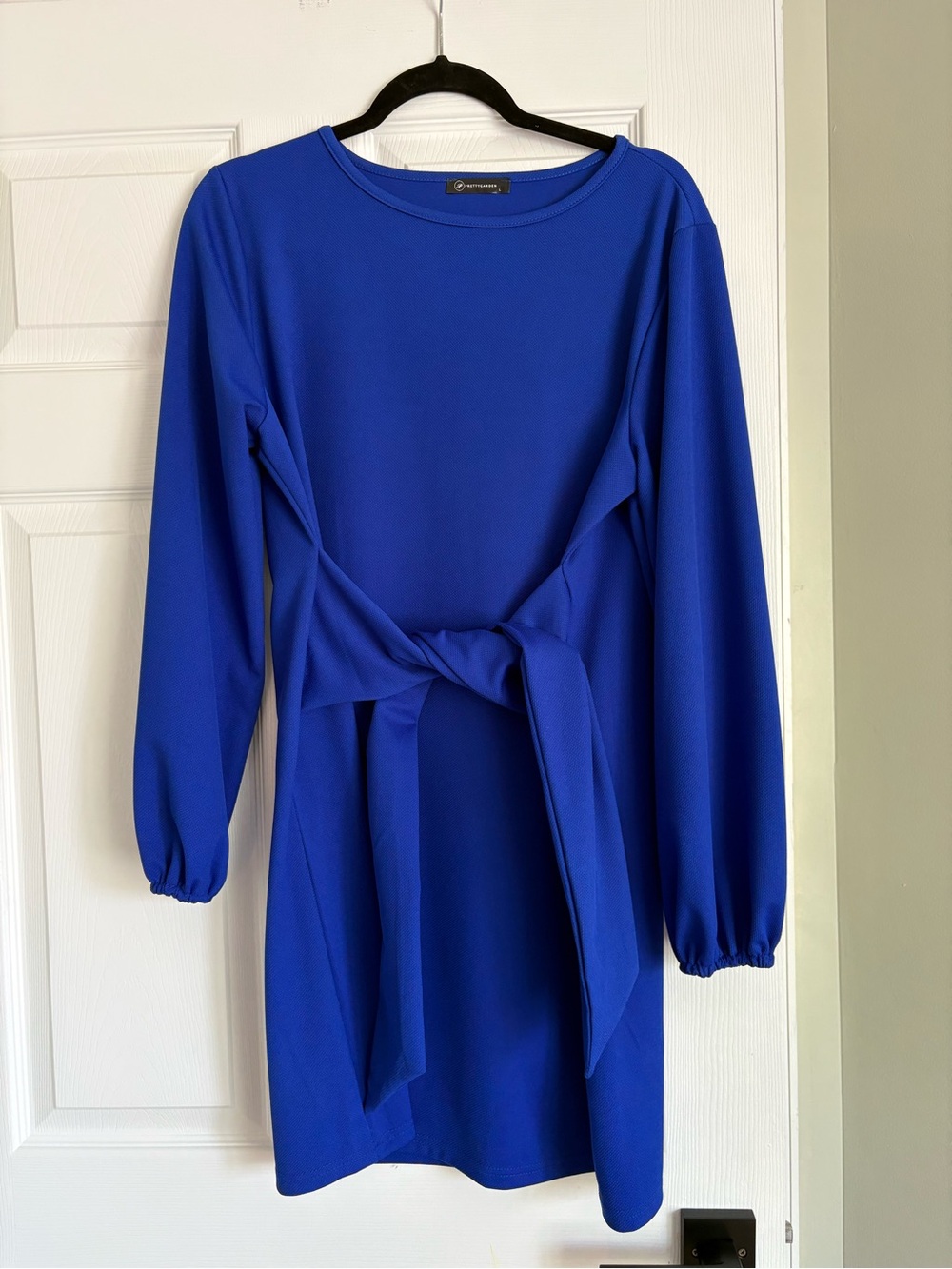 Tie-Waist Mini Dress in Cobalt Blue - Picture 2 of 3